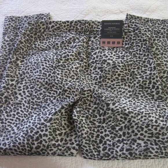 Banana Republic Pants Size 6S Mid Rise Sloan Leopard Print Metallic - Picture 7 of 9